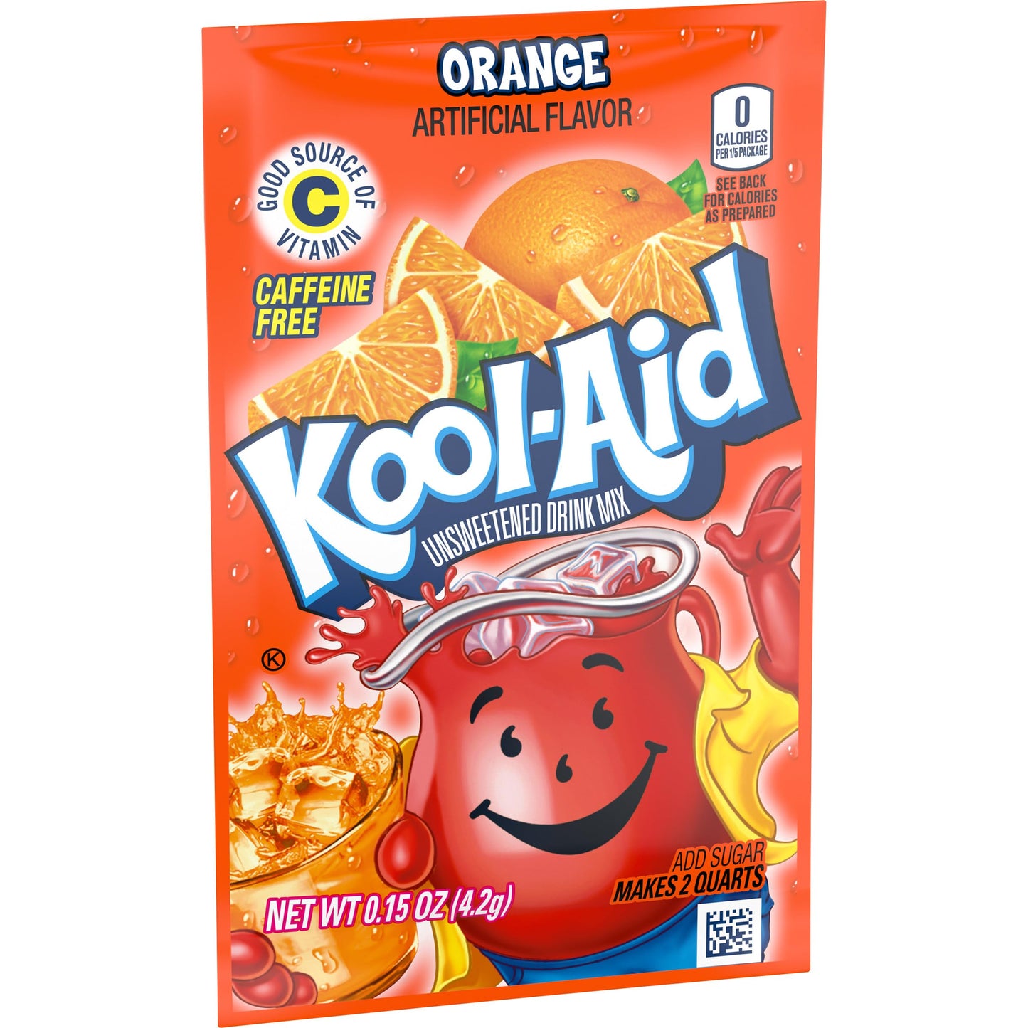 Kool-Aid Unsweetened Drink Mix, Orange Flavor, Pack of 48