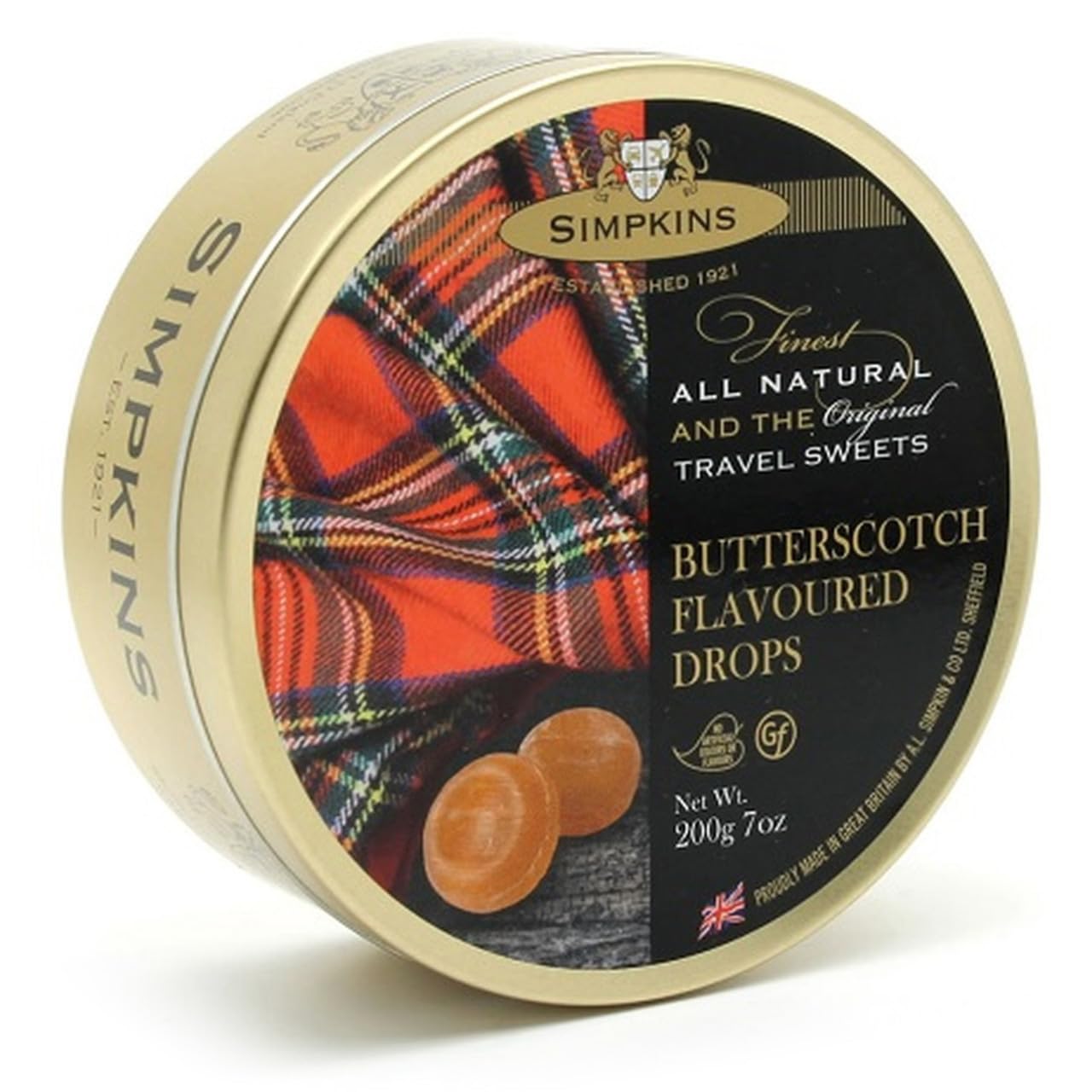 Simpkins English Travel Sweets Tins 200g (Butterscotch, 1 tin)
