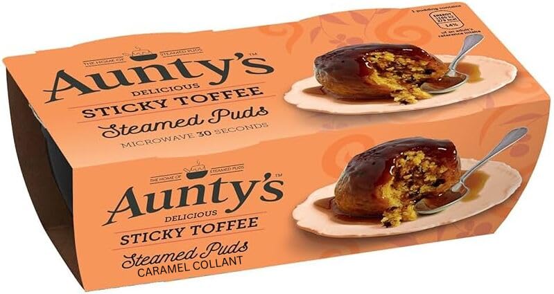 VALUBNDL: AUNTYS STEAMED PUDDING - British Treats & Cake - Custom VALUBNDL Branded Pack of 6 (BULK 570G!)
