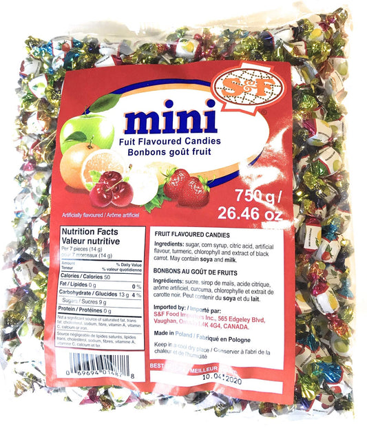S&F Assorted Fruit Filled Mini Hard Candies, 750g/26oz