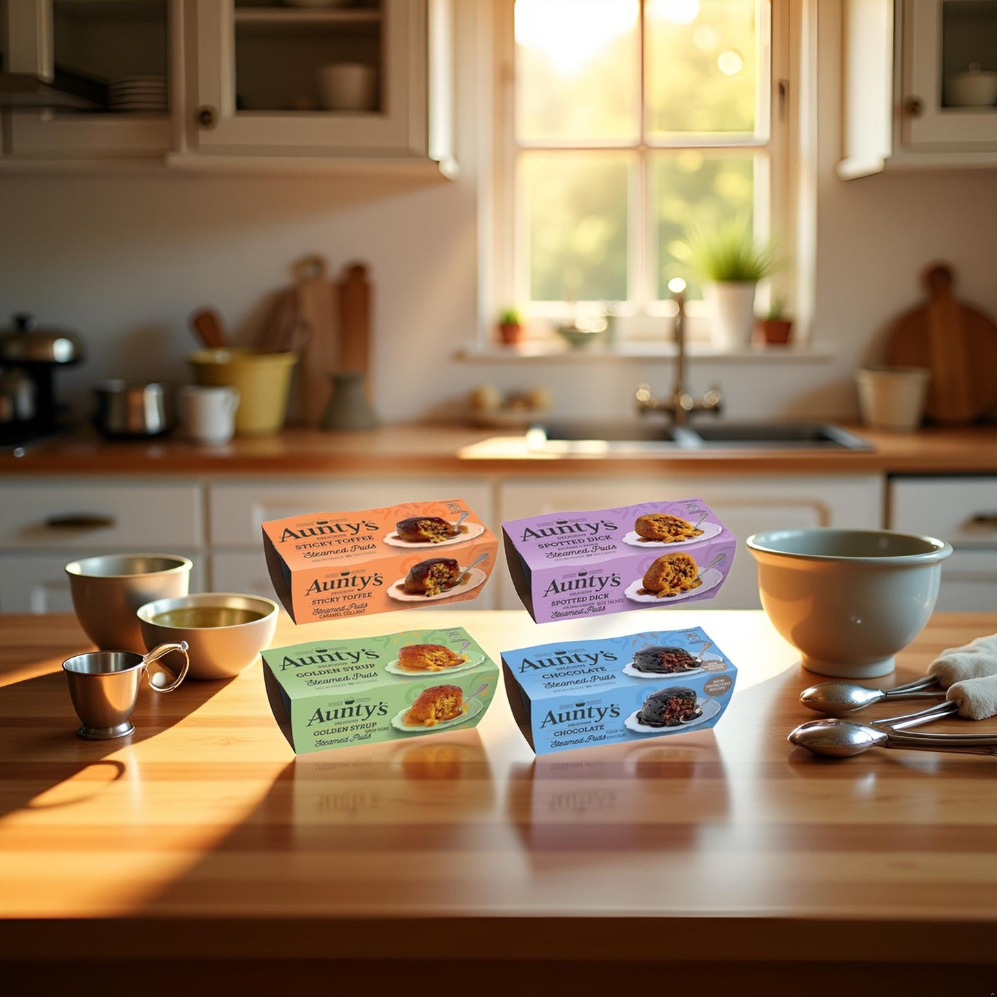 VALUBNDL: AUNTYS STEAMED PUDDING - British Treats & Cake - Custom VALUBNDL Branded Pack of 6 (BULK 570G!)