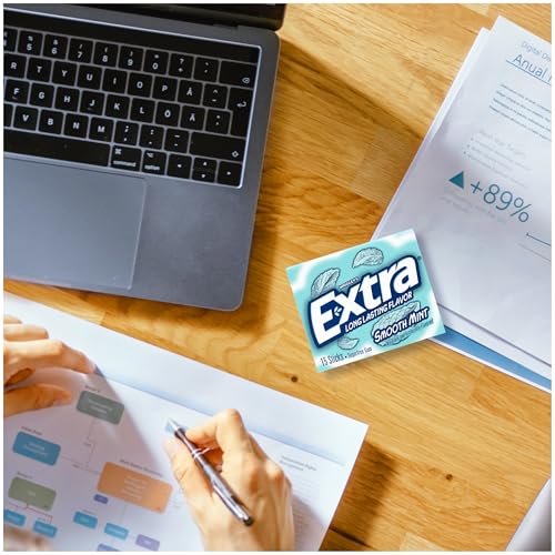Extra Smooth Mint Sugarfree Gum, 15 Stick Slim Pack (Pack of 10)
