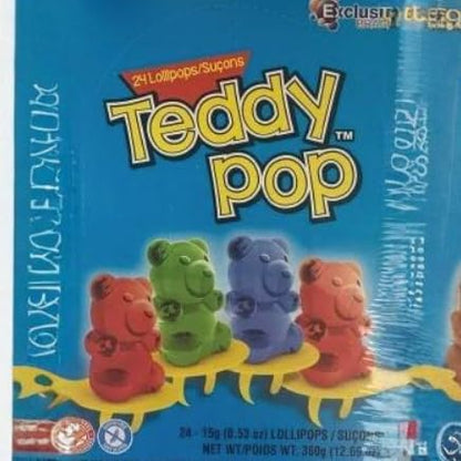 Teddy POP- 24 Lollipop Ring Sucker Pops