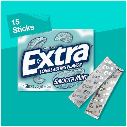 Extra Smooth Mint Sugarfree Gum, 15 Stick Slim Pack (Pack of 10)