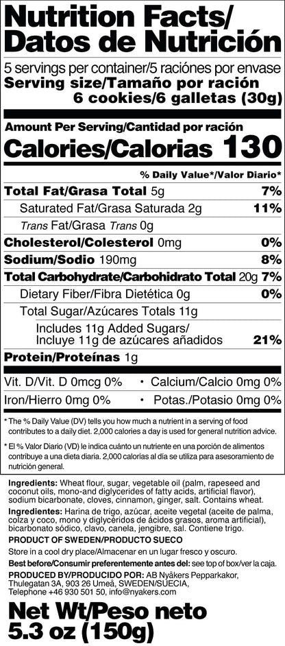 Nyakers Swedish Ginger Snaps, 150g