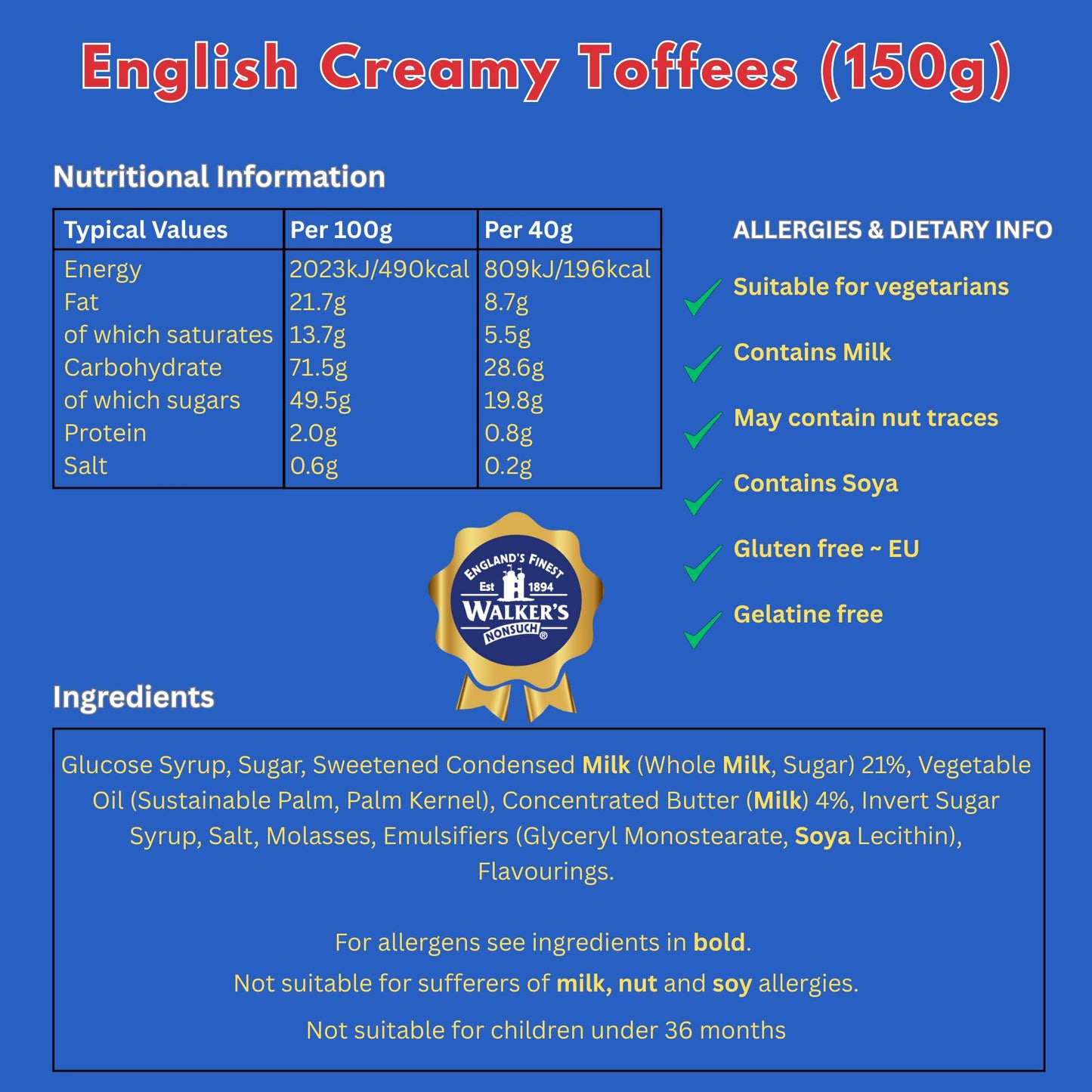 Walker's English Creamy Toffees 150g