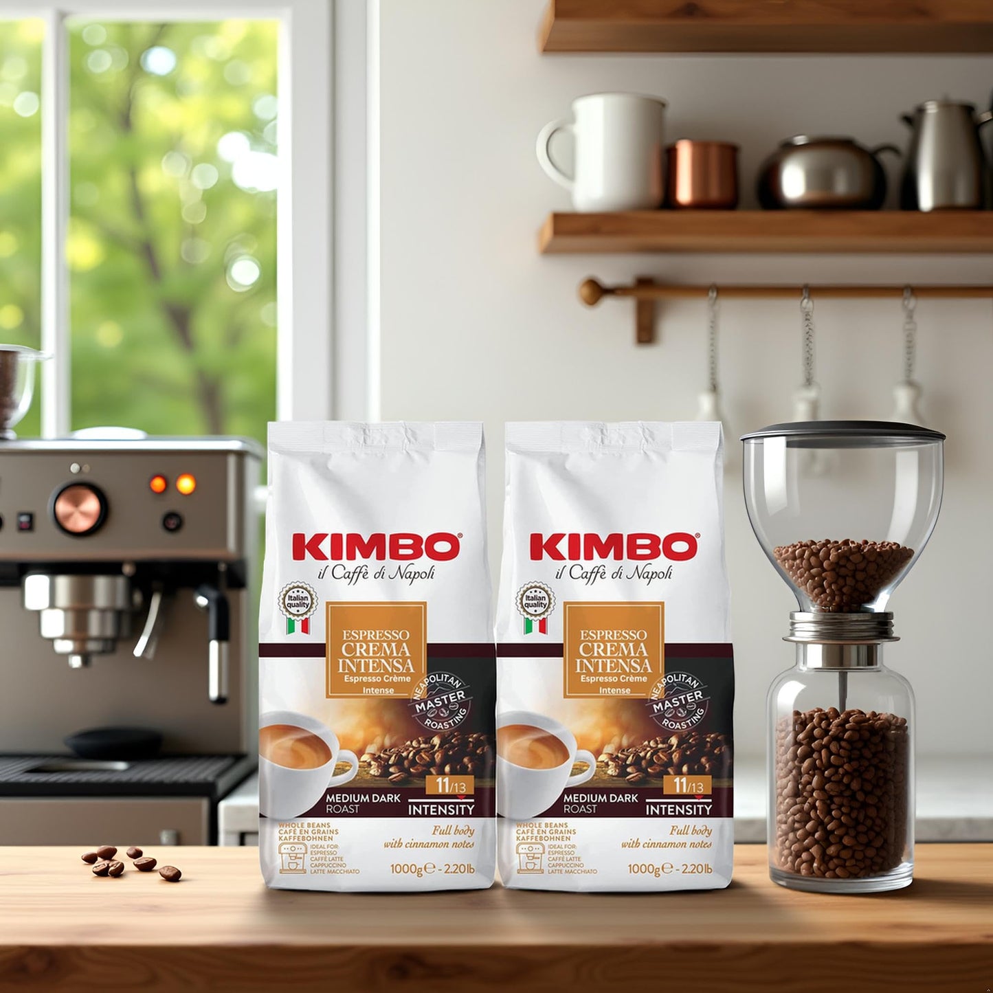 VALUBNDL: KIMBO WHOLE COFFEE BEANS 1KG - Espresso Beans - Café en Grain - Italian Coffee - Custom VALUBNDL Branded (BULK 4.41LBS!)