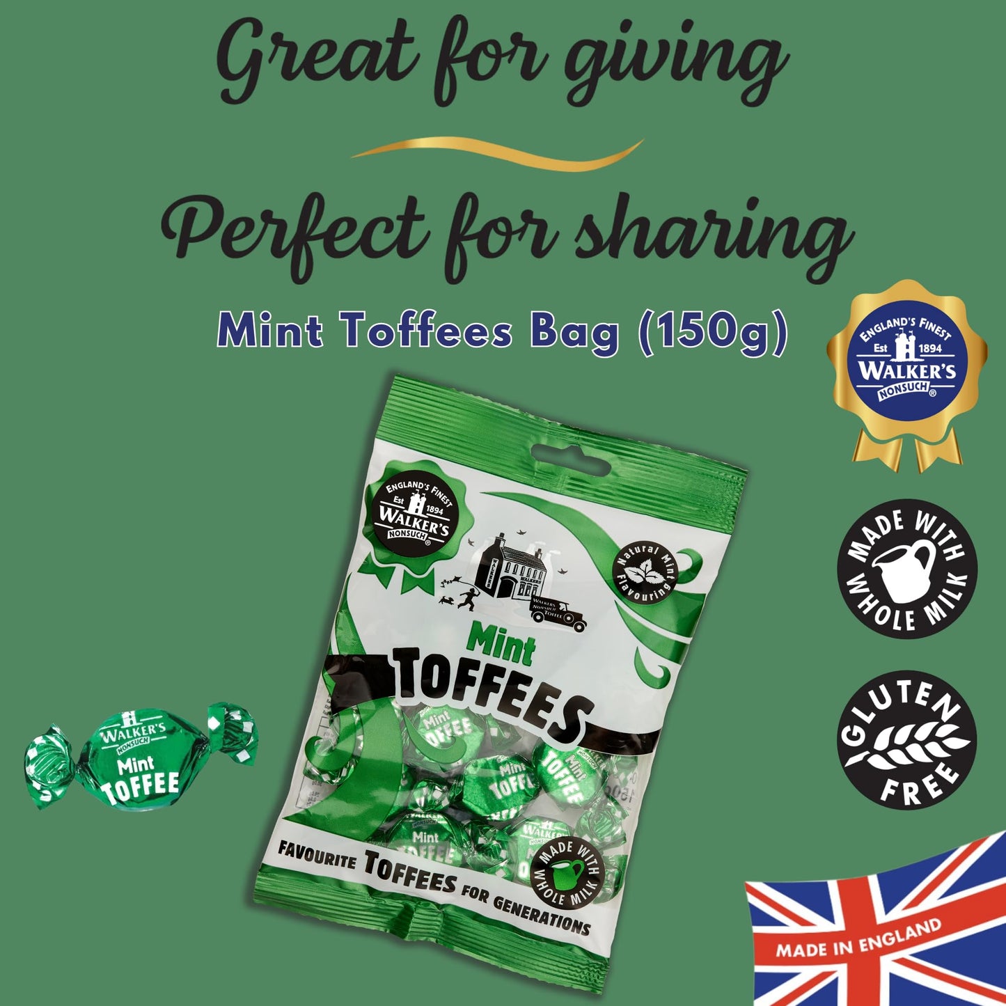 Walker's Nonsuch Mint Toffees 150g Bag (Pack Of 2) New by Walker's Nonsuch