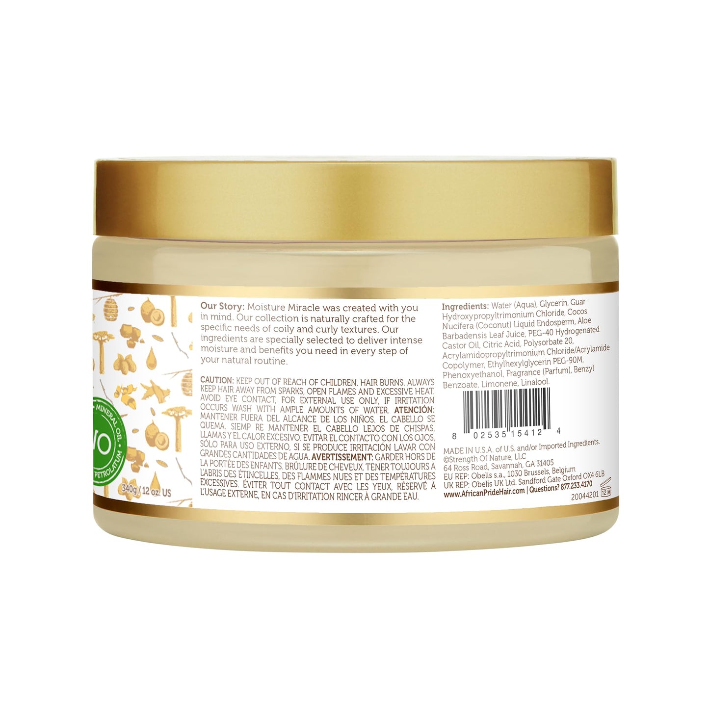 SET Enterprises NEW AFRICAN PRIDE MOISTURE MIRACLE DETANGLE & CONDITION PRE-SHAMPOO 12 OZ W ALOE COCONUT WATER 12 OZ