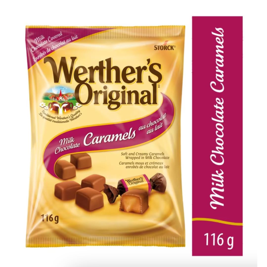 New Werther’s Original Milk Chocolate Caramels, 116g (Pack of 3) – Soft Creamy Caramel Candy Covered in Milk Chocolate, Individually Wrapped German Sweets, Perfect for Sharing or Gifting
