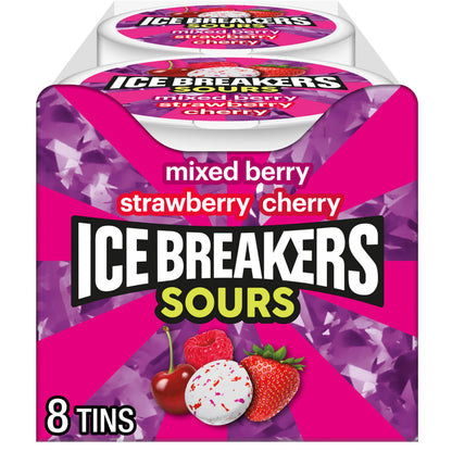 Ice Breakers Sours Sugar Free Mixed Berry Candy 8 Pack (1.5 oz per Pack)