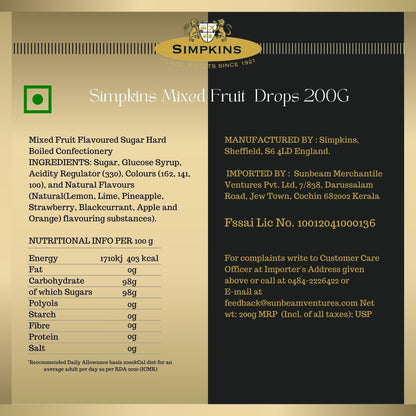 Simpkins Mixed Fruit Drops 200gm