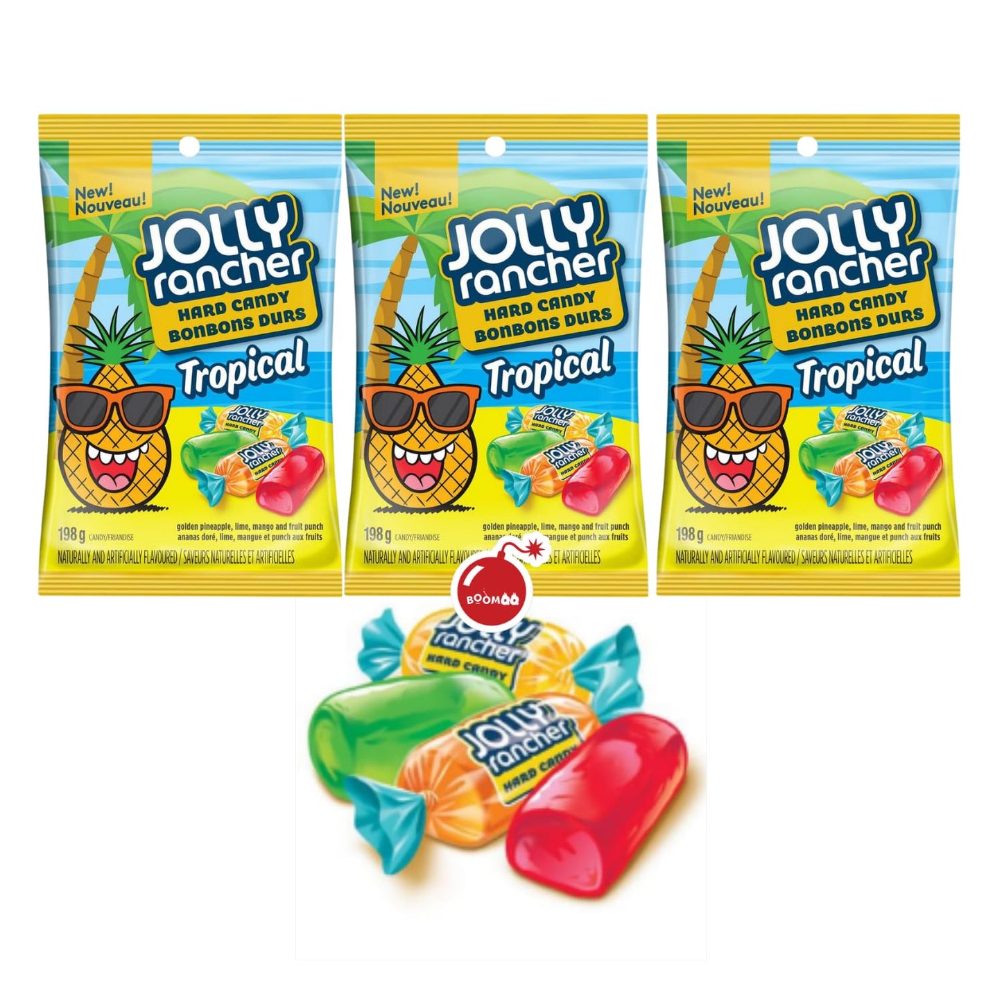 Jolly Ranchers Hard Candy Valued Pack of Tropical Flavor (3 x 198g) - In Special BoomQQ Packing