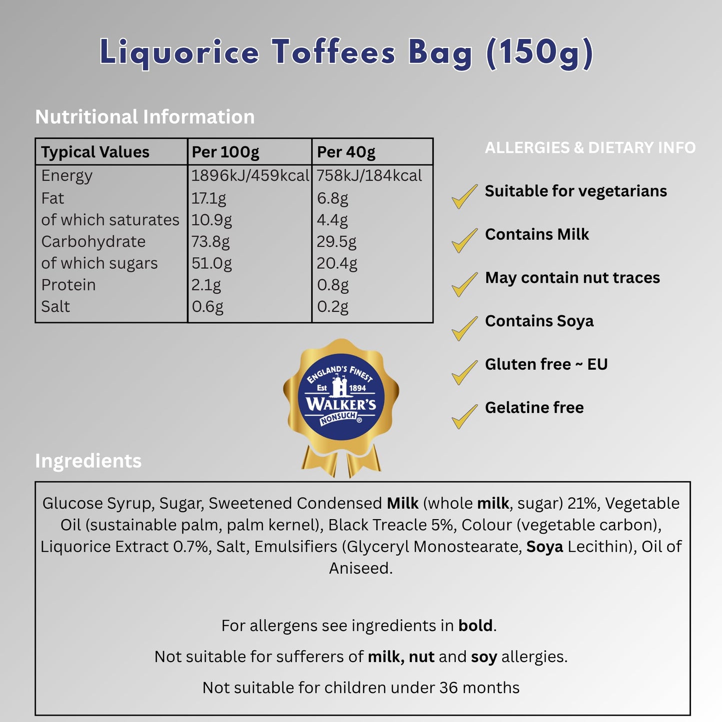 Walkers Nonsuch Licorice Toffees, 5.3 oz.