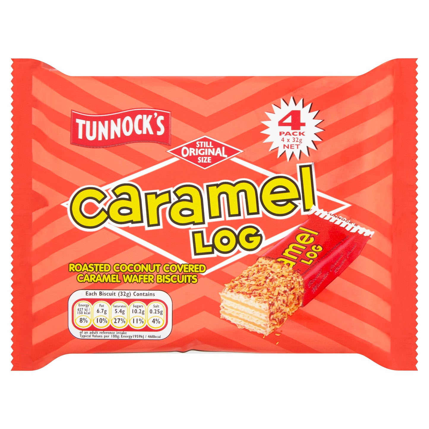 Tunnocks Caramel Log Wafers 4 Pack 150g