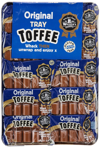 WALKERS NONSUCH Original Creamy Toffee Bars in Traditional Tin Tray 100 g (Pack of 10)