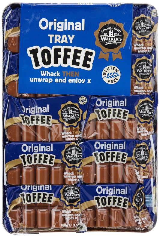 WALKERS NONSUCH Original Creamy Toffee Bars in Traditional Tin Tray 100 g (Pack of 10)