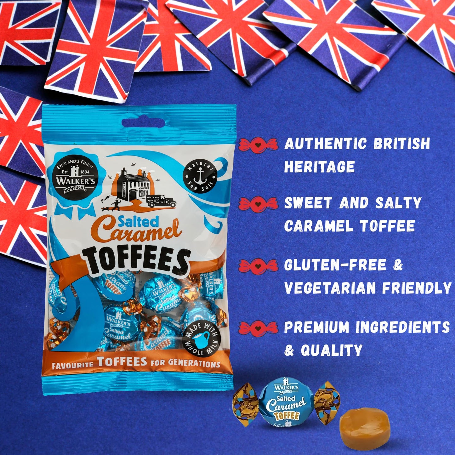 Walkers Nonsuch Salted Caramel Toffees 150g (1 Bag)