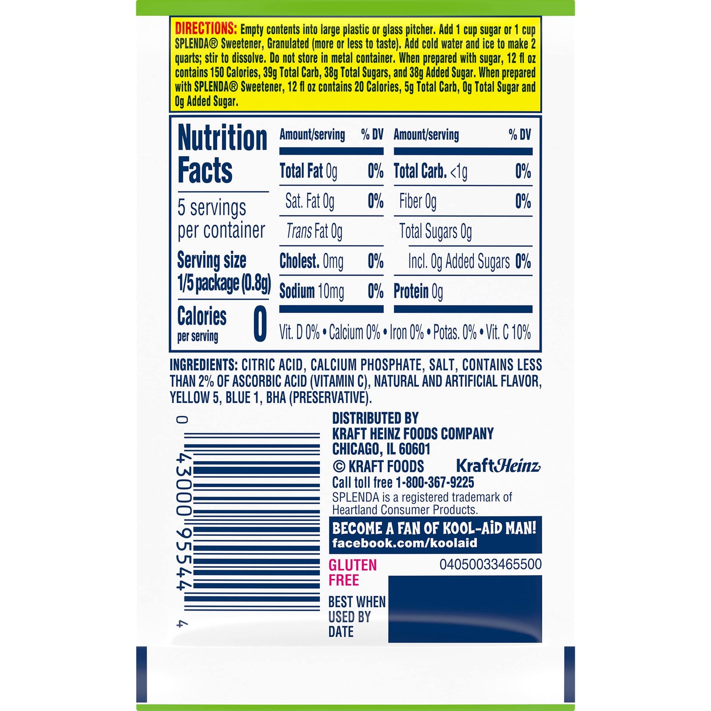 Kool-Aid Lemon-Lime Unsweetened Soft Drink Mix, 0.13-Ounce Packets (Pack of 96)