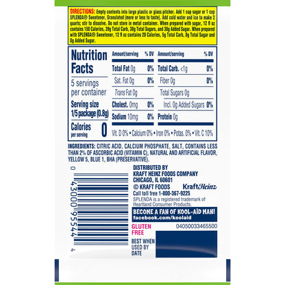Kool-Aid Lemon-Lime Unsweetened Soft Drink Mix, 0.13-Ounce Packets (Pack of 96)