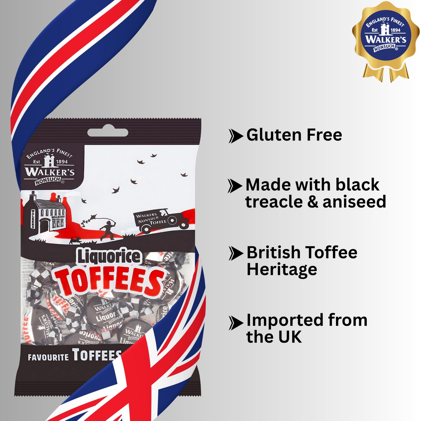 Walkers Nonsuch Liquorice Toffees (150g) - Pack of 2
