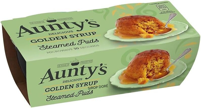 VALUBNDL: AUNTYS STEAMED PUDDING - British Treats & Cake - Custom VALUBNDL Branded Pack of 6 (BULK 570G!)