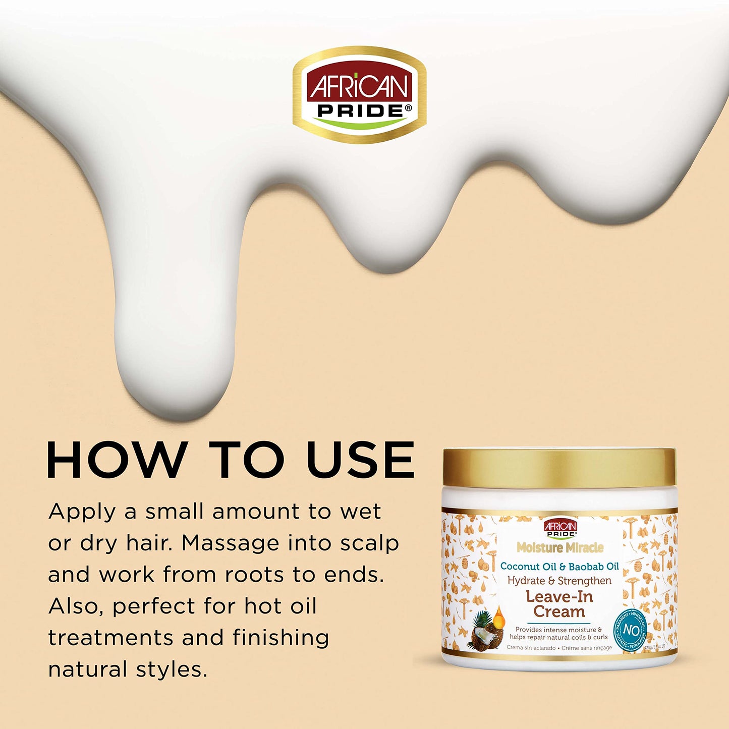 African Pride Moisture Miracle Coconut & Baobab Oil Leave In Cream