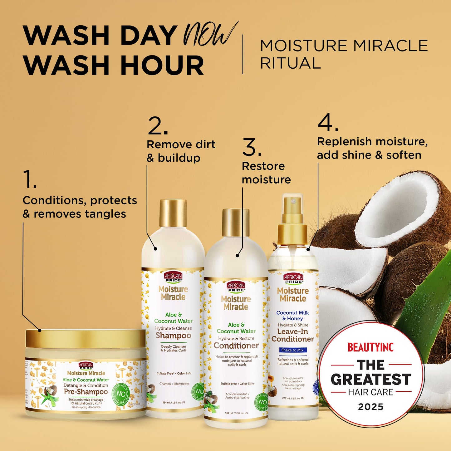 SET Enterprises NEW AFRICAN PRIDE MOISTURE MIRACLE DETANGLE & CONDITION PRE-SHAMPOO 12 OZ W ALOE COCONUT WATER 12 OZ
