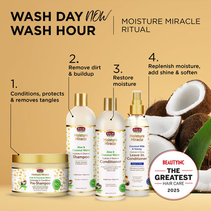 SET Enterprises NEW AFRICAN PRIDE MOISTURE MIRACLE DETANGLE & CONDITION PRE-SHAMPOO 12 OZ W ALOE COCONUT WATER 12 OZ