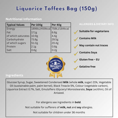 Walkers Nonsuch Liquorice Toffees (150g) - Pack of 2