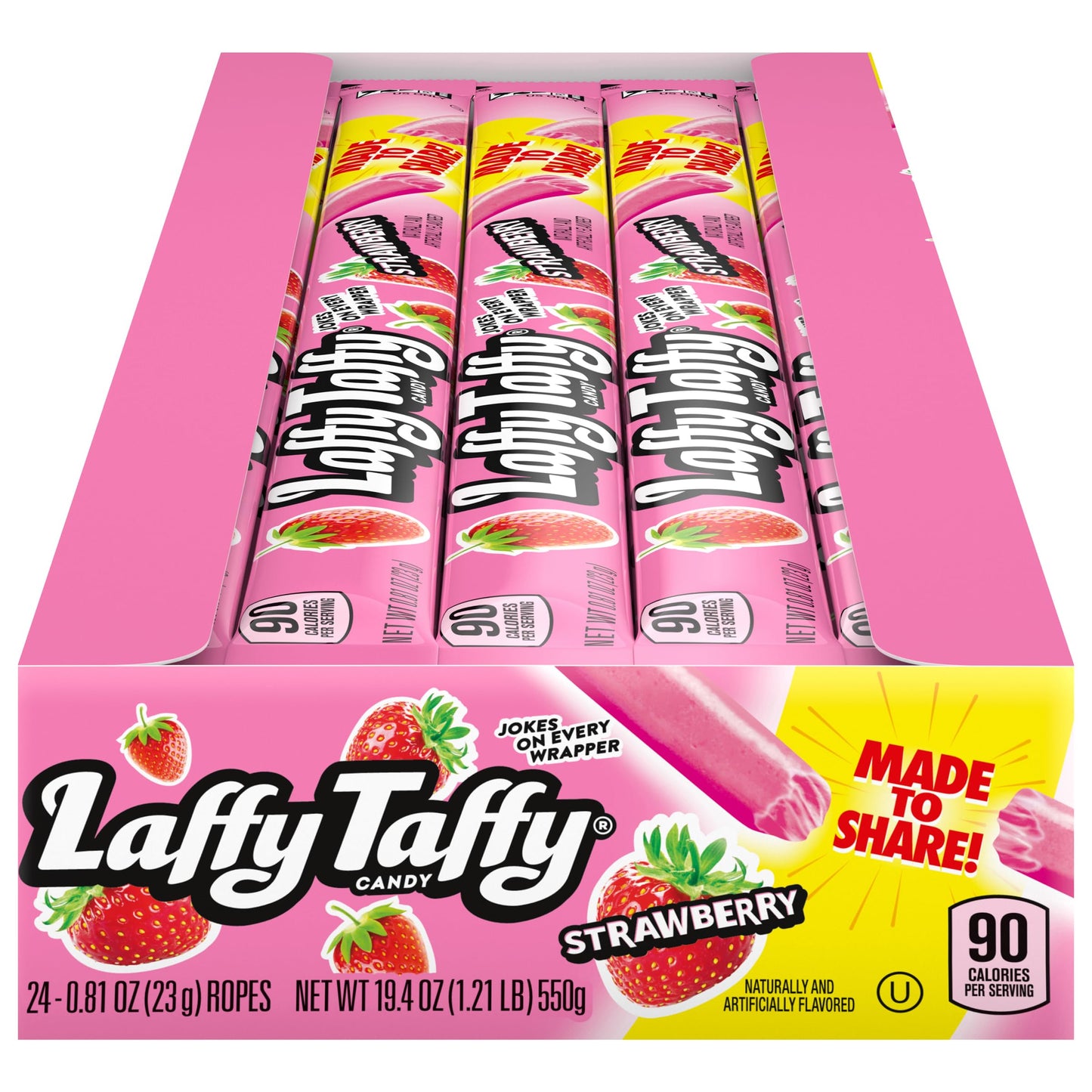 Wonka Laffy Taffy Rope, Strawberry, 0.81 Ounce Packages (Pack of 24) by Wonka