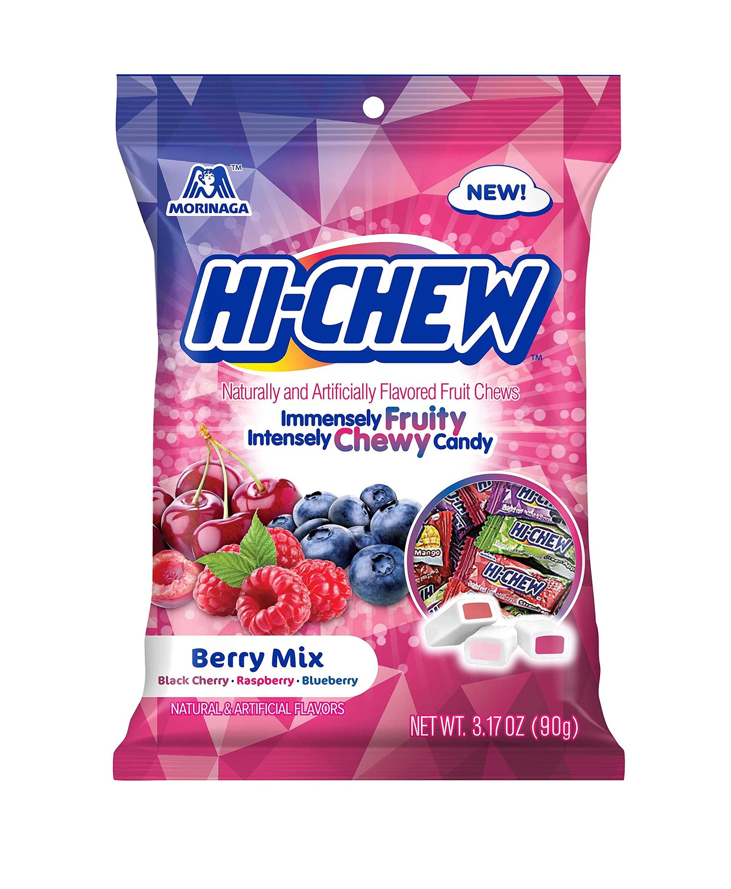 Hi-Chew Berry Mix - Black Cherry, Raspberry and Blueberry Flavors., 3.17 Ounce Bag