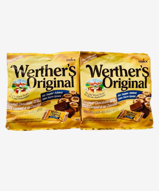 Werther's Original Sugar-Free Caramel Chocolate Candies 2 Pack - 60g Each
