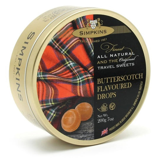 Simpkins English Travel Sweets Tins 200g (Butterscotch, 1 tin)