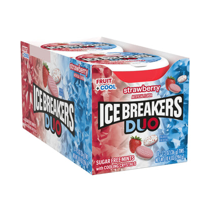 ICE Breakers Duo Fruit + Cool Sugar Free Mints (Strawberry, 1.3-Ounce Containers, Pack of 8)