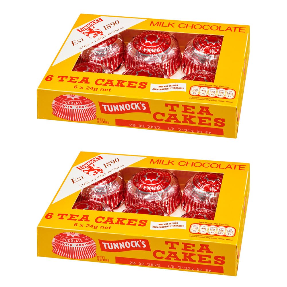 Tunnock's Milk Chocolate Teacakes (6 per Pack - 144g) - Pack of 2