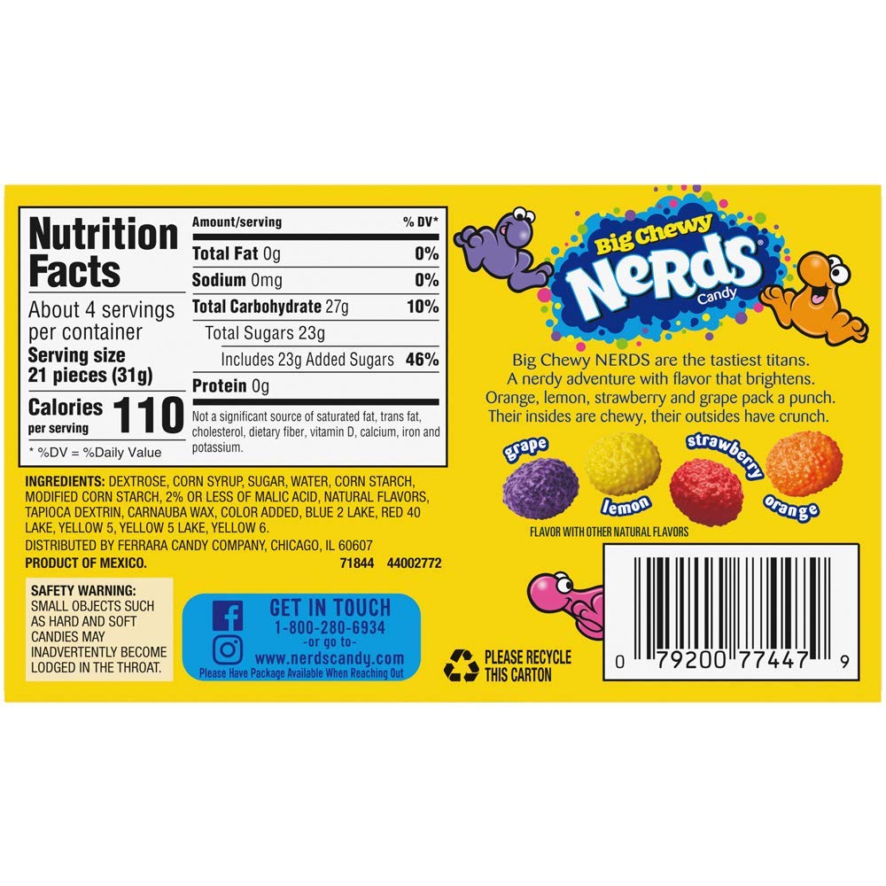 Nerds Big Chewy and Sour Big Chewy, 8 Count, 120g