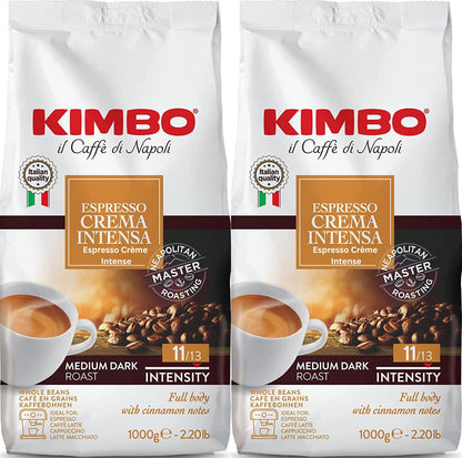 VALUBNDL: KIMBO WHOLE COFFEE BEANS 1KG - Espresso Beans - Café en Grain - Italian Coffee - Custom VALUBNDL Branded (BULK 4.41LBS!)