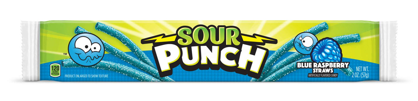 Sour Punch Straws Blue Raspberry - 24/2 oz.