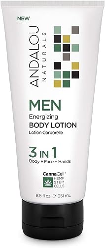 Andalou Naturals Men Energizing Body Lotion with CannaCell, 8.5 Ounce