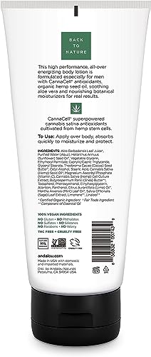 Andalou Naturals Men Energizing Body Lotion with CannaCell, 8.5 Ounce