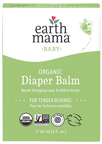 Organic Diaper Balm by Earth Mama | Safe Calendula Cream to Soothe and Protect Sensitive Skin, Non-GMO Project Verified, 2-Fluid Ounce