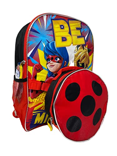 United Pacific Designs OUBL: Miraculous Ladybug 16" Backpack with Round Lunch Bag, Red, Large