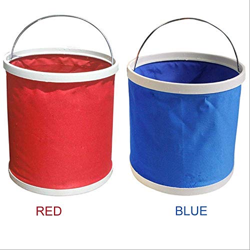 Red 9L Portable Collapsible Bucket Oxford Cloth Compact Folding Water Container for Camping Fishing Car Washing