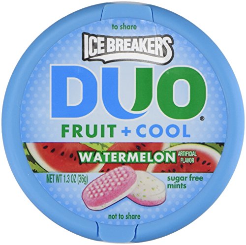 Ice Breakers Duo Fruit + Cool Watermelon Flavor Sugar Free Mints 8 - 1.3 Oz Tins