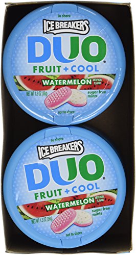 Ice Breakers Duo Fruit + Cool Watermelon Flavor Sugar Free Mints 8 - 1.3 Oz Tins