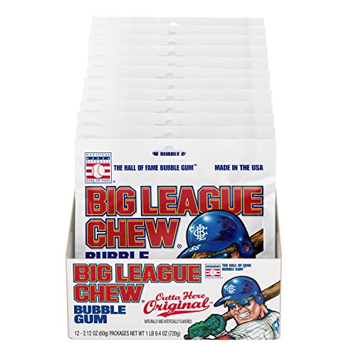 Big League Chew Outta Here Original Bubble Gum, 60 Grams/2.1 Ounces - 12 Pack