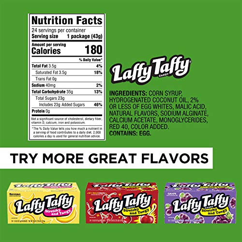 Wonka Laffy Taffy Watermelon 1.5oz X 24 Units, 1.02-Kilogram