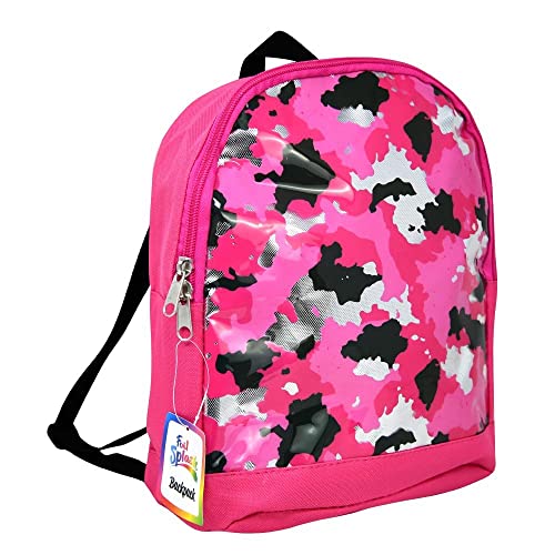 Foil Splash Camo Mini Backpack - Pink Camouflage Glitter Backed Backpack Print with Zippered Compartment, Perfect Backpack for Kids and Teens, Ideal for School, Travel, Road Trips and More - 11 Inches, Pink Camouflage