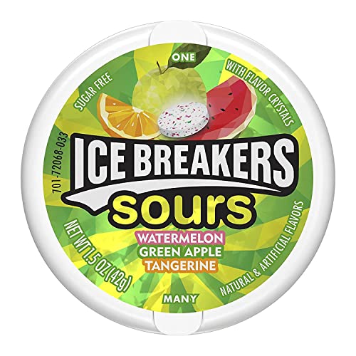 ICE BREAKERS Sours Mints, (Green Apple, Tangerine, and Watermelon), 1.5 Ounce Container (Pack of 8)